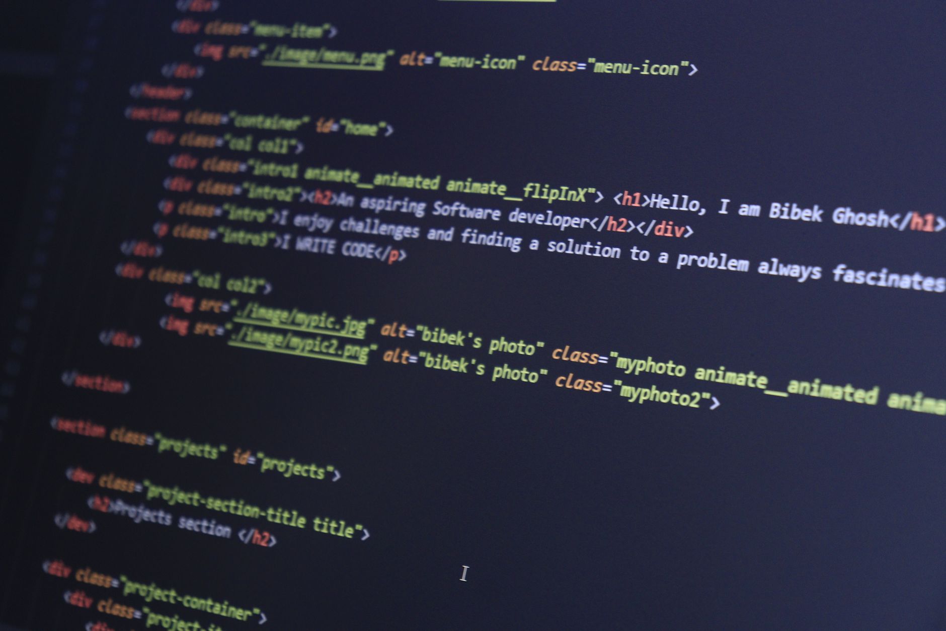 HTML code on screen representing AI-powered development for Indian D2C brands