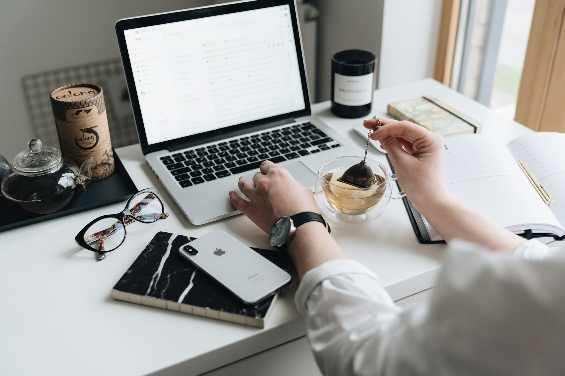 Home office workspace with laptop — the setup behind modern email marketing for D2C brands