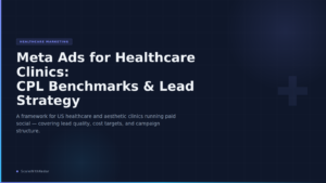 Healthcare clinic Meta Ads CPL benchmarks featured guide graphic
