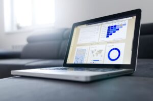 Data analytics dashboard showing ecommerce performance metrics and growth charts for DTC brands