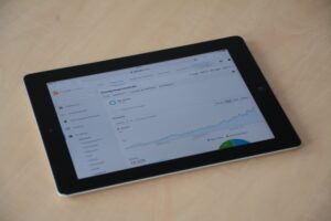 Web analytics dashboard showing digital advertising data and conversion metrics