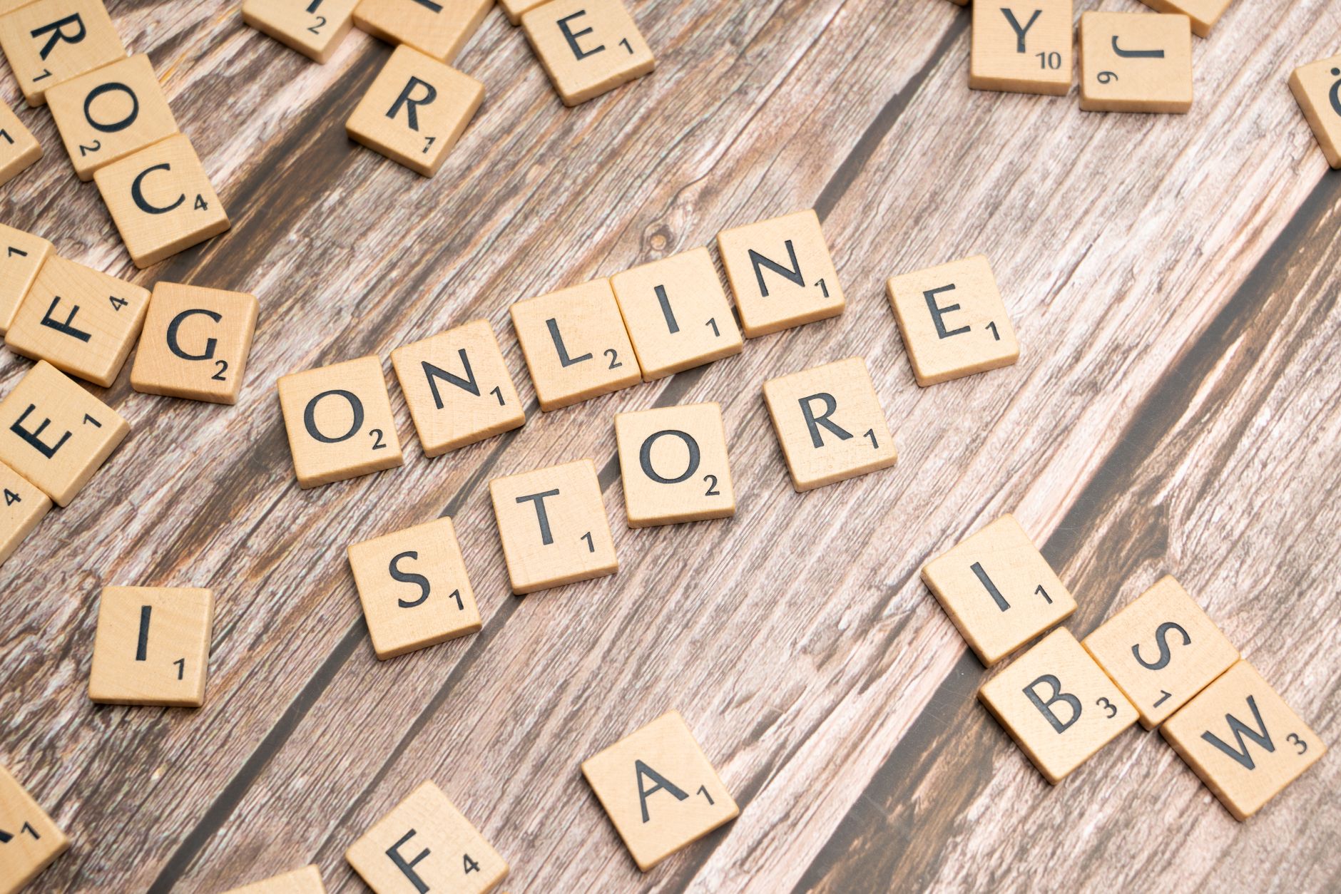 Online store ecommerce business - scrabble tiles spelling online store